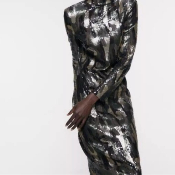 ZARA Camo Sequin Dress - Picture 7 of 15